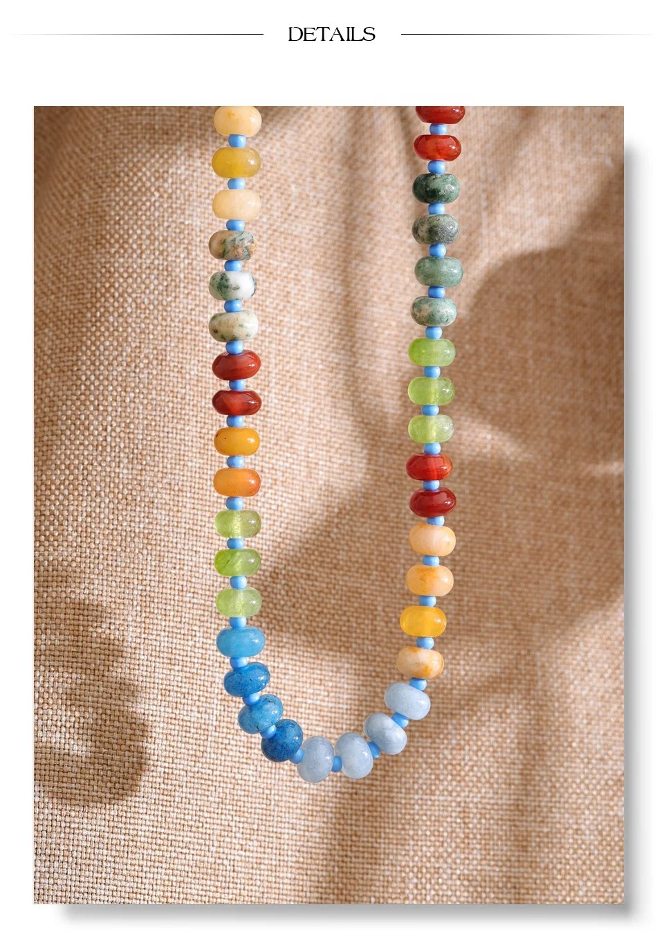 Yhpup Halskette aus Edelstahl mit Natursteinperlen für Damen, wasserdicht, exquisite handgefertigte Schmuckgeschenke – Detail 9