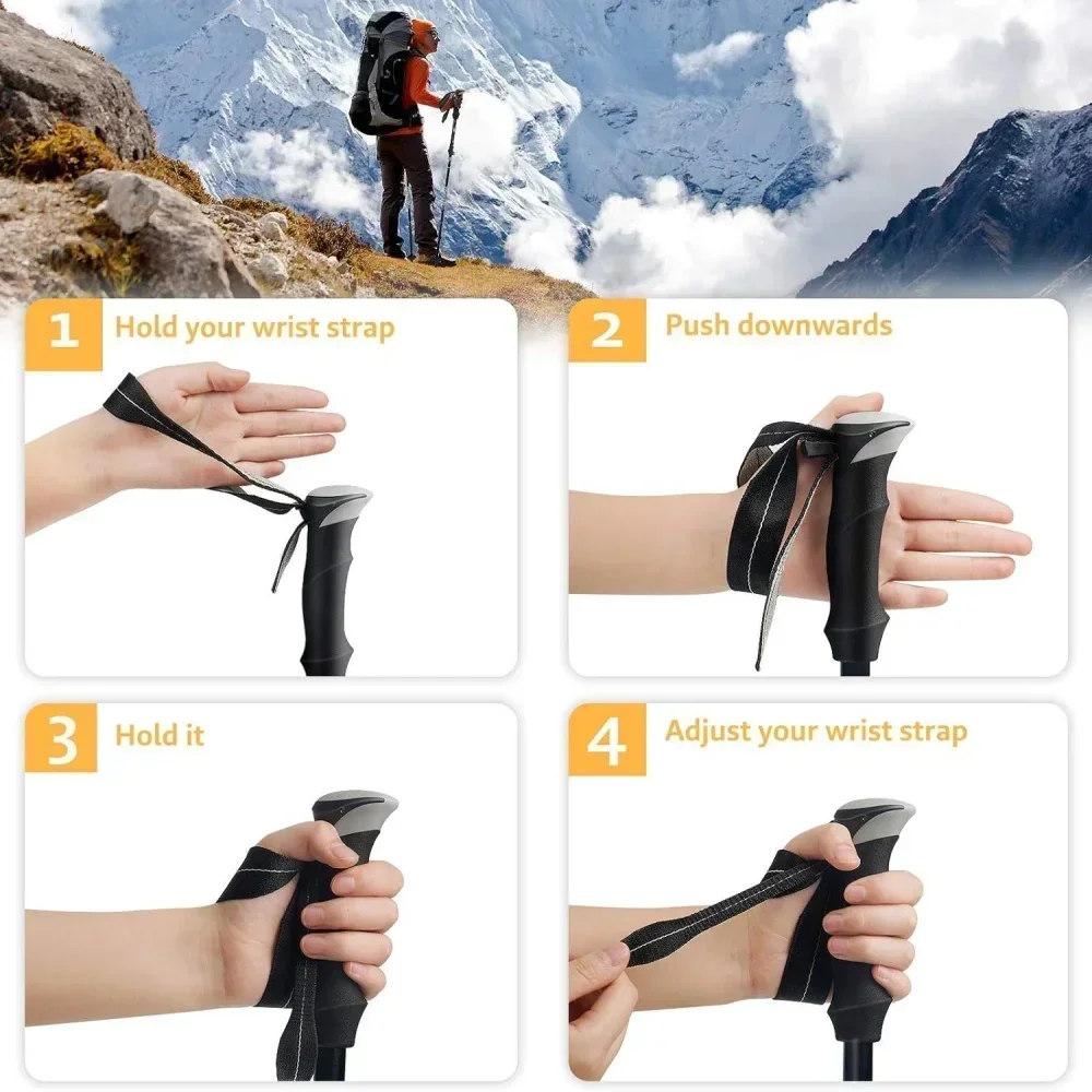 Set of 2 Ultra-Light Foldable Trekking Poles for Outdoor Camping and Hiking