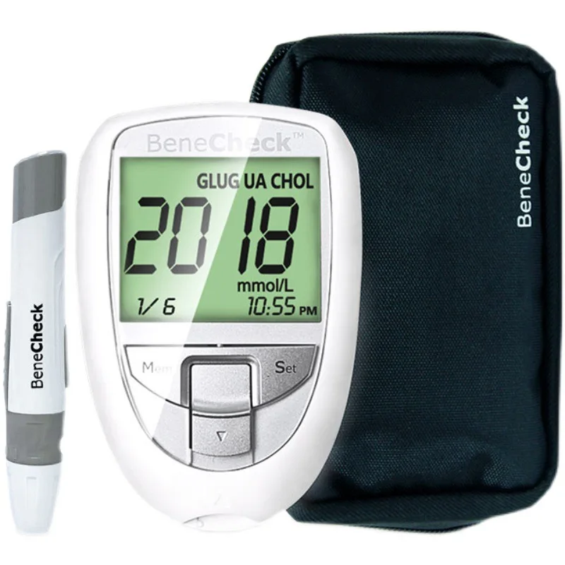 3in1 Measuring Meter Blood Glucose Uric Acid Total Cholesterol Test Strips Lancets Needles