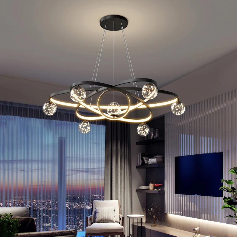 

Nordic Living Room Led Pendant Lights Creative Romantic Gypsophila Bedroom Chandelier Simple Atmosphere Restaurant Lighting Lamp