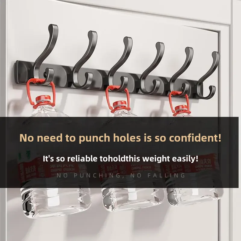 Wall-mounted Door Hooks Strong Load Bearing No-drill Aluminum Clothes Hanger Hat Hooks For Home Entrance Doorway