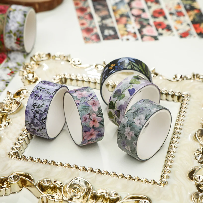 10 Rolls Retro Flowers Washi Tapes Scrapbooking Supplies Washi Tape Cinta Adhesiva Decorativa Plants Diary Decoration Washitape 4