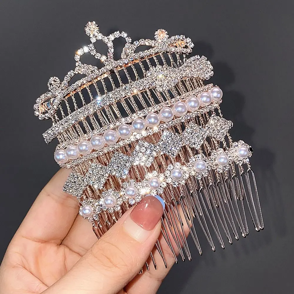 

Elegant Zircon Flower Bow Flower Pearl Rhinestone Crystal Hair Comb Children Hair Clips Women Hairpins Korean Barrettes