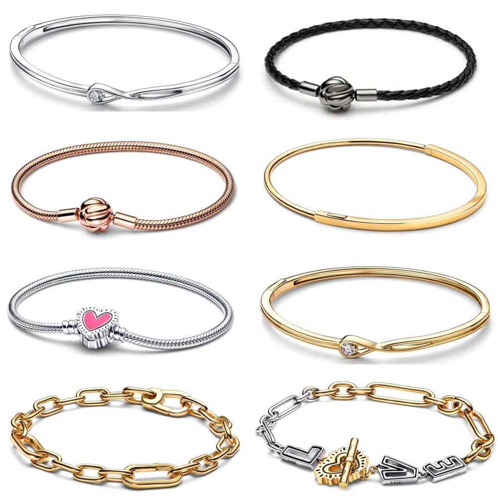 

NEW 2022 100% 925 Sterling Silver Moments Brilliance Closure Bracelet Bangle Fit DIY Women Original Fashion jewelry Gift