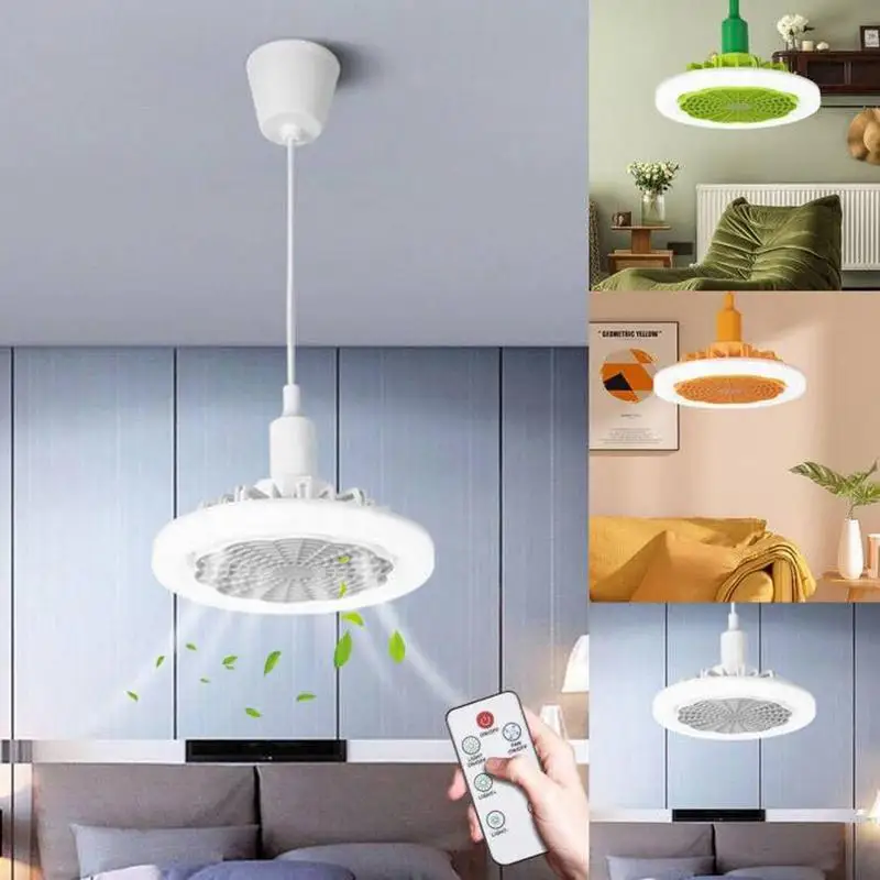 

2 In1 Ceiling Fan Eye Protecting LED With Remote Control Portable Decorative Fan Reusable Enclosed Cooling Fan For Home Living