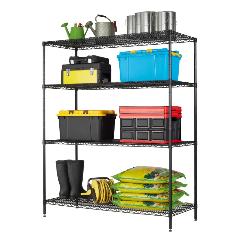 

Hyper Tough 24"Dx60"Wx72"H 4 Shelf Commercial Wire Shelving Black Steel Each Shelf Capacity 1000 Lbs Closet Organizer