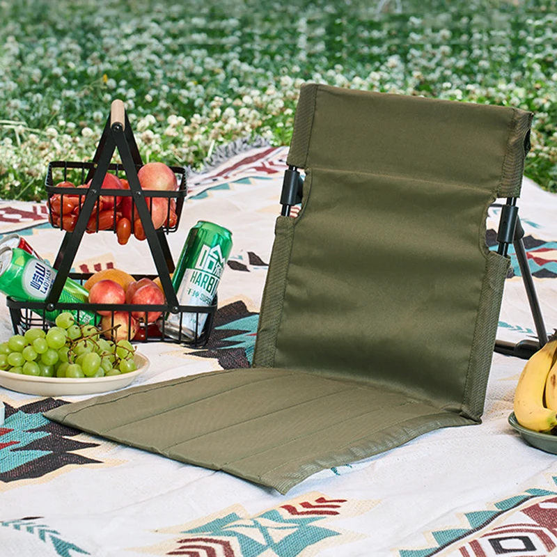 Foldable Camping Chair Outdoor Garden Park Single Lazy Chair Backrest Cushion Picnic Camping Folding Back Beach Chairs