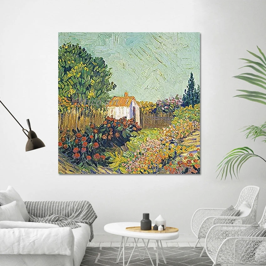 

Pretty Garden Art Natural Scenery Wall Picture Frameless Artwork Canvas Roll 3D Flowers And Tree Acrylic Abstract Oil Painting