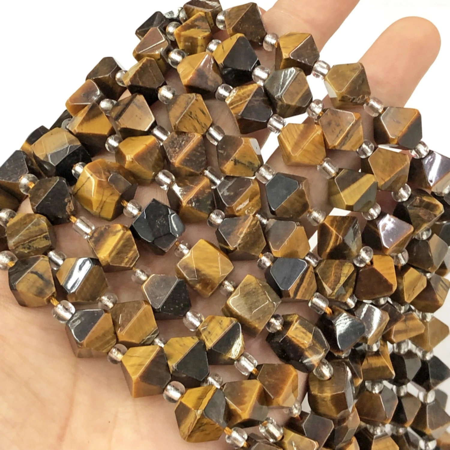 

Natural Rhombus Faceted Yellow Tiger Eye Minerals Stone Loose Spacer Beads For Jewelry Making Diy Charms Bracelet 8/10/12mm