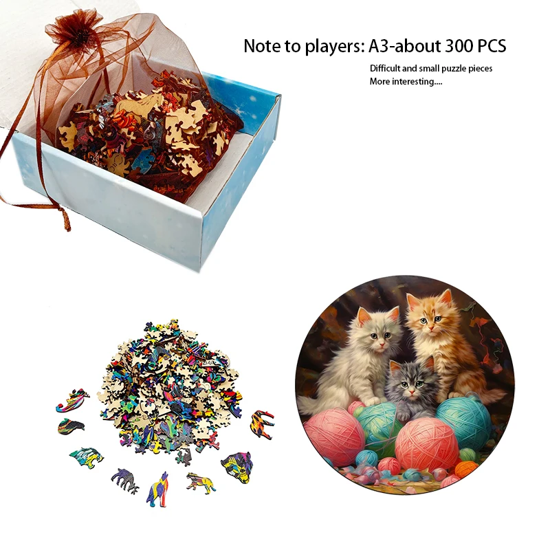 Puzzle Box Cat Series Aniaml Wooden Puzzles 3d Interesting Jigsaw for Adults Kids Birthday Christmas Gifts Intelligent Jigsaws 3
