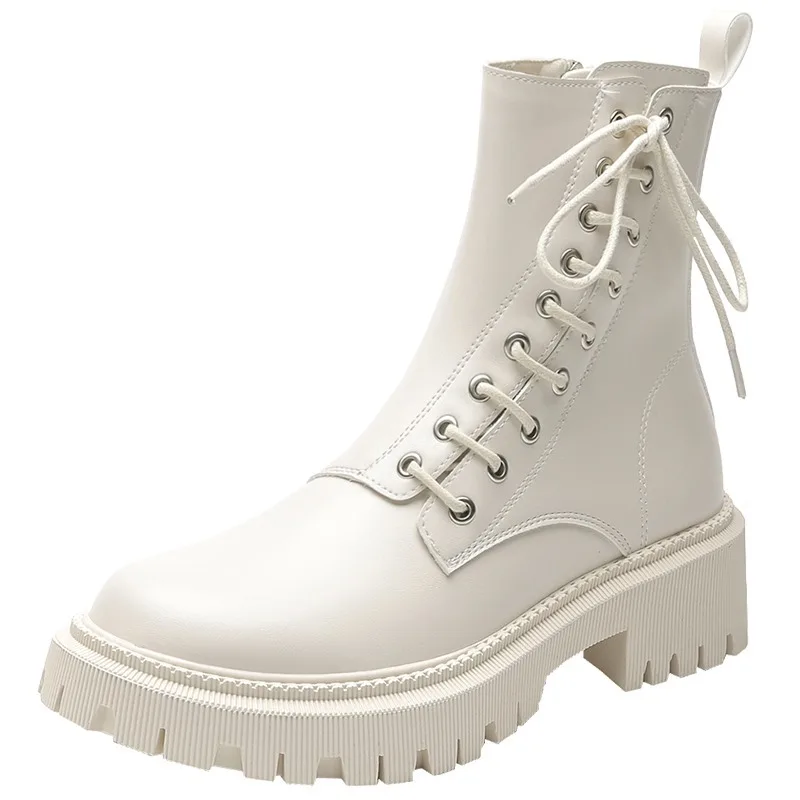 2024 High Quality Shoes Female Cross-tied Women's Boots Fashion Side Zipp Daily Boots Women New Round Toe Ankle Boots comfort