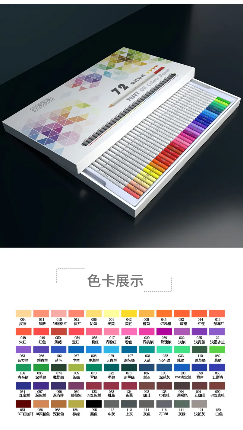 Qianxunwuyu 72色プロの油絵鉛筆プロの手描きセット、宝石の装飾