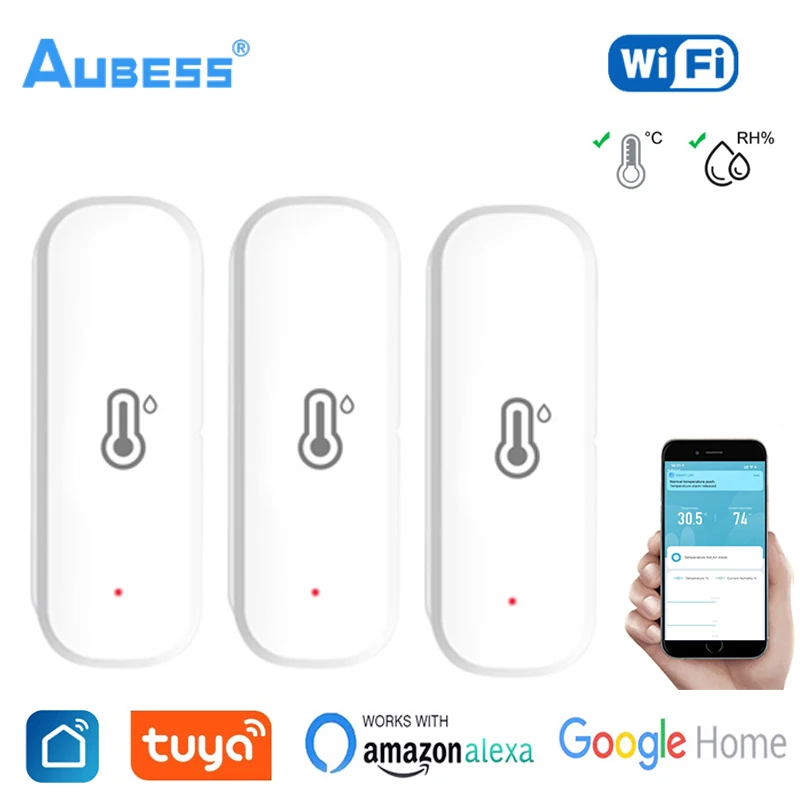 Temperature Humidity Sensor Temperature Humidity Meter Tuya Zigbee / WiFi Smart Temperature Humidity Sensor Indoor Hygrometer APP Remote Monitor Var Smart Life Works With Alexa Google