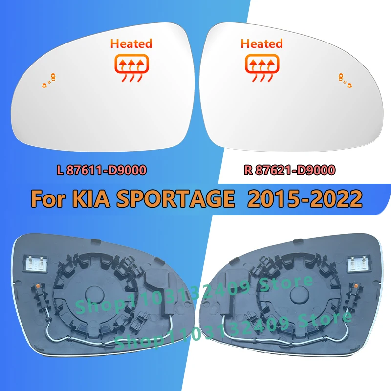 Verre De Rétroviseur Gauche Pour KIA SPORTAGE 2015-2021 Avec Chauffage BSD - Verre De Remplacement Haute Visibilité