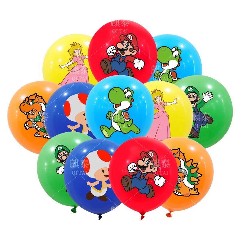 2024 New Super Mario Bros. Balloon Set 12pcs Cartoon Party Accessories Decoration Supplies Kawaii Children Birthday Balloon Gift