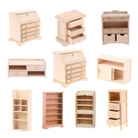 1/12 Dollhouse Bookshelf Storage Cabinet Miniature Closet Book Table Cabinet Shelf Model Dollhouse Furniture Decor DIY Toys 1