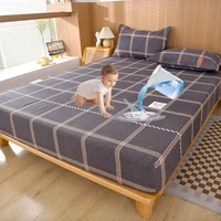Grey Grid Waterproof Mattress Protector, Soft Comfortable Breathable Bedding Mattress Cover Fitted Comfort & Protection 1
