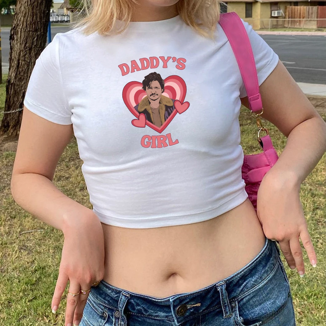 

Funny Daddy’s Girl Y2K Top Pedro Pascal T-shirt Women Graphic Tees Lady Girls Baby Tee Female Casual Crop Shirt Y2k Clothes