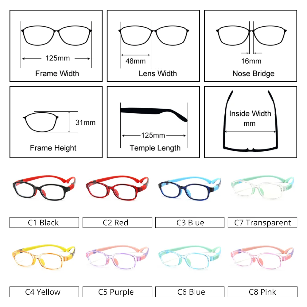 Ralferty Ultra-light Transparent Glasses Children Kid Flexible Anti Blue Glasses Frame Girl Boy Zero Myopia Optic Frame Eyeglass