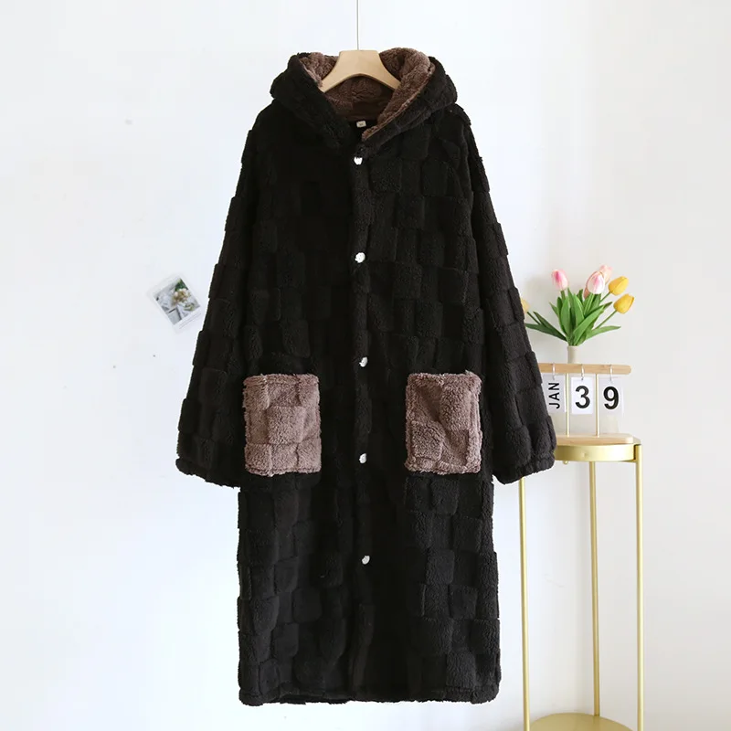 2026 New Autumn/Winter Couple Sleeping Robe, Fleece and Thickened Home Bathrobe, Men's and Women's Home Clothing Robe Bath Robe S3eb08577a2184287b4c0280cbbea9d4eI