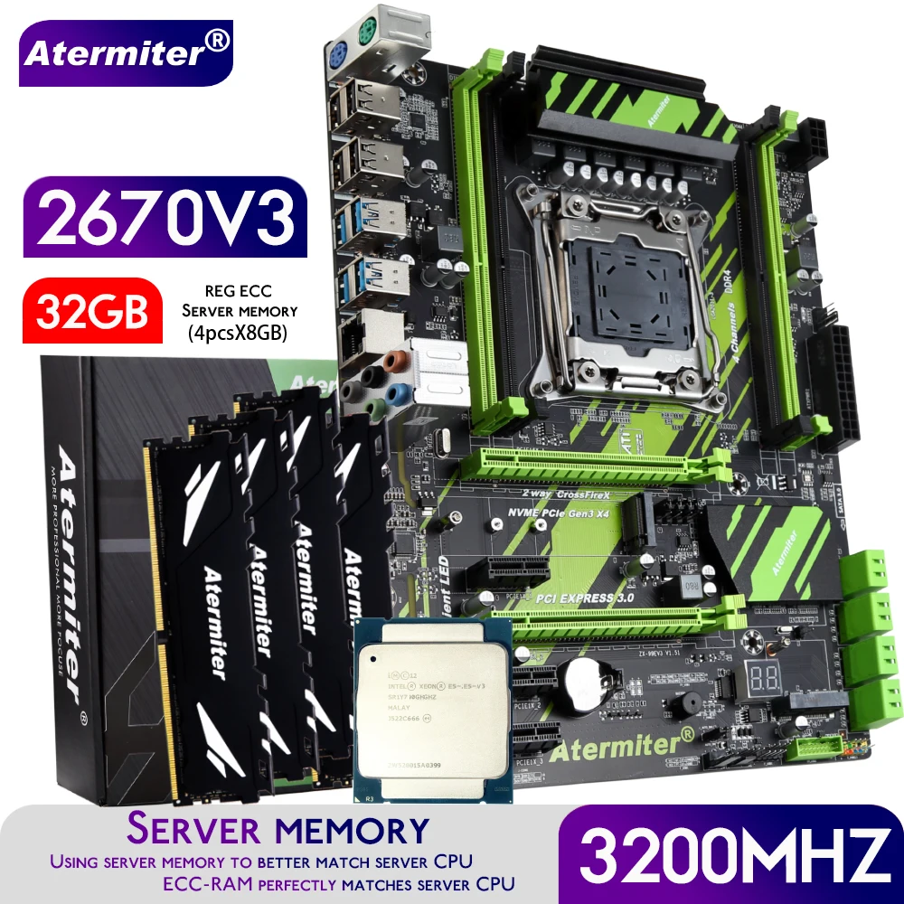 Atermiter-X99-D4-DDR4-Motherboard-Set-with-Xeon-E5-2670-V3-LGA2011-3 ...