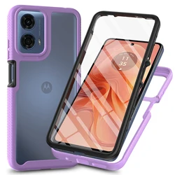 Shockproof Clear Case with Built-in Screen Protector - Full Body Rugged Defender Cover for PC TPU (PURPLE)