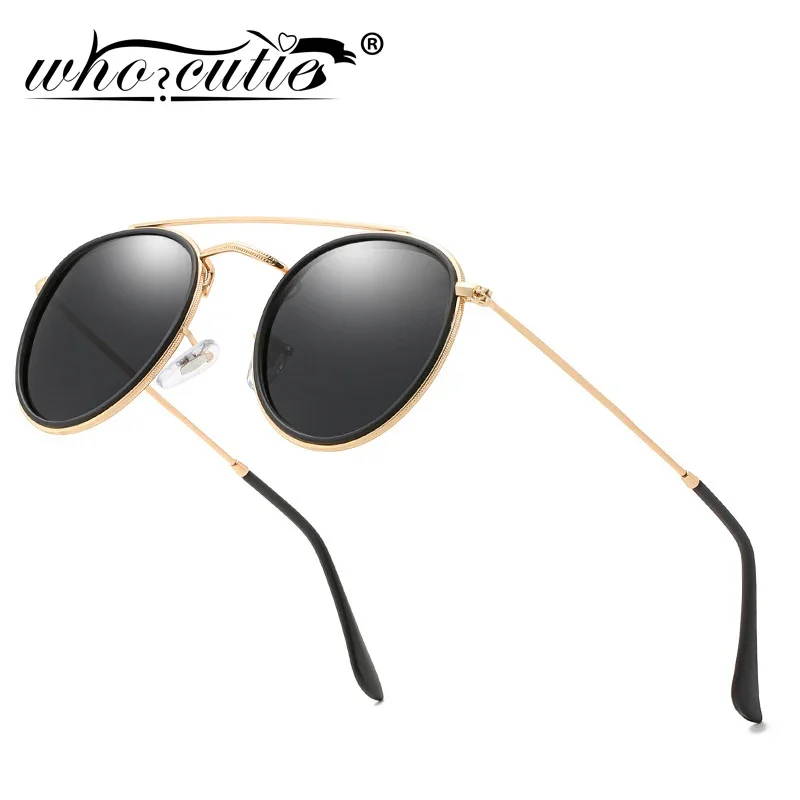 Whocutie Fashion Retro Round Sunglasses Polarized Women Brand Design Mirror