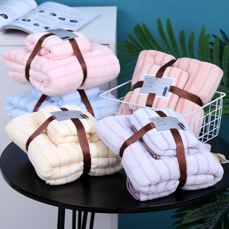 

Water-Absorbent Bath Towel Set, 2-Piece, Thick, Soft, Quick-Drying, High-Density, Coral Velvet