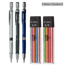 Premium Mechanical Pencil Set with 2B Lead Refills for Writing, Sketching, and Art (Color Pencil set B)