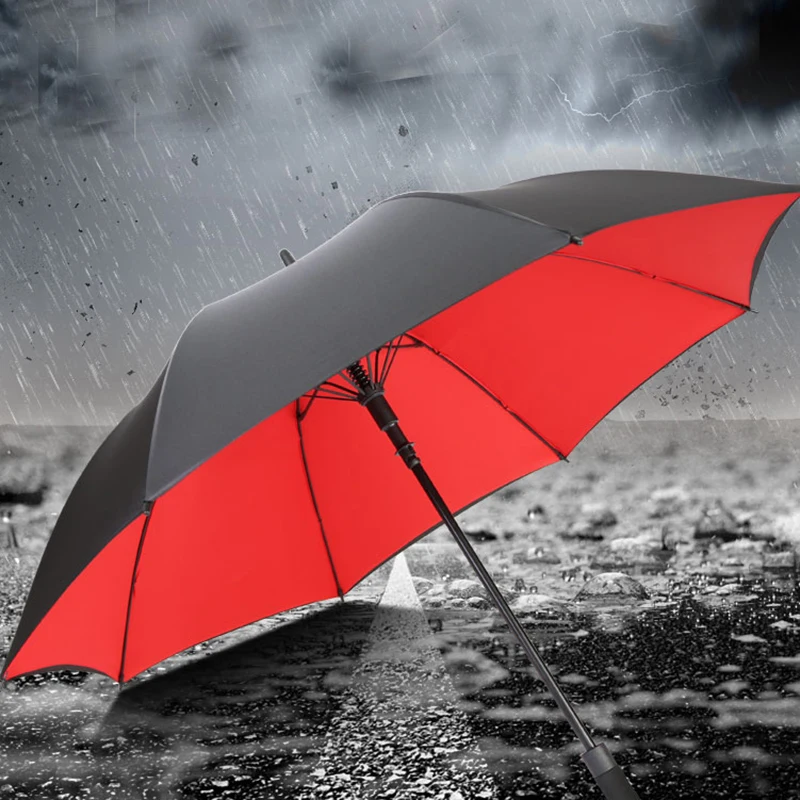 Черный длинный зонт с большой ручкой защита от солнца для гольфа мужчин и женщин