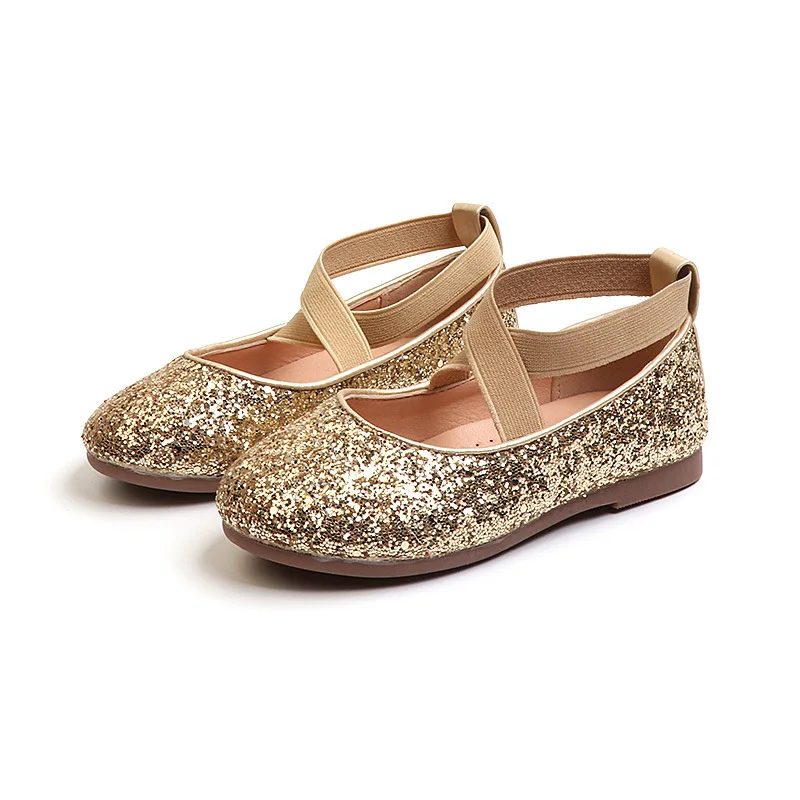 Girls Princess Shoes Spring Autumn Baby Soft Sole Dance Ballet Flats Three Color Kids Pink Bling Cute Footwear 26-35 - 5