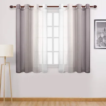 1PC Modern Gradient Color Tulle Curtain Decorative Sheer Curtains 1