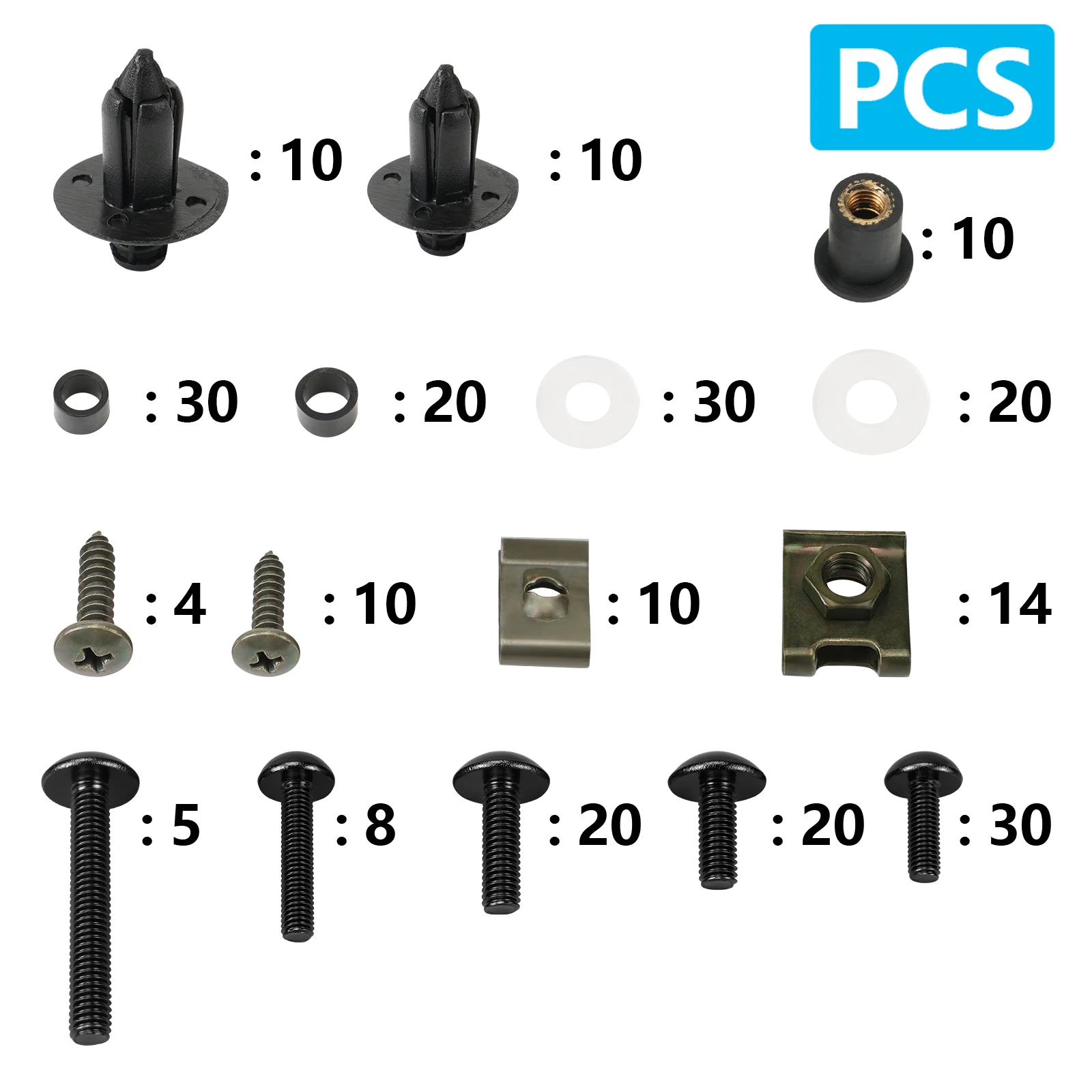 (EU-Lager) 253-teiliges Verkleidungsschrauben-Set Befestigungsclips Schrauben für Yamaha MT03 07 YZF Suzuki GSXR600 1000 GSXS Kawasaki Ninja Honda BMW – Detail 2