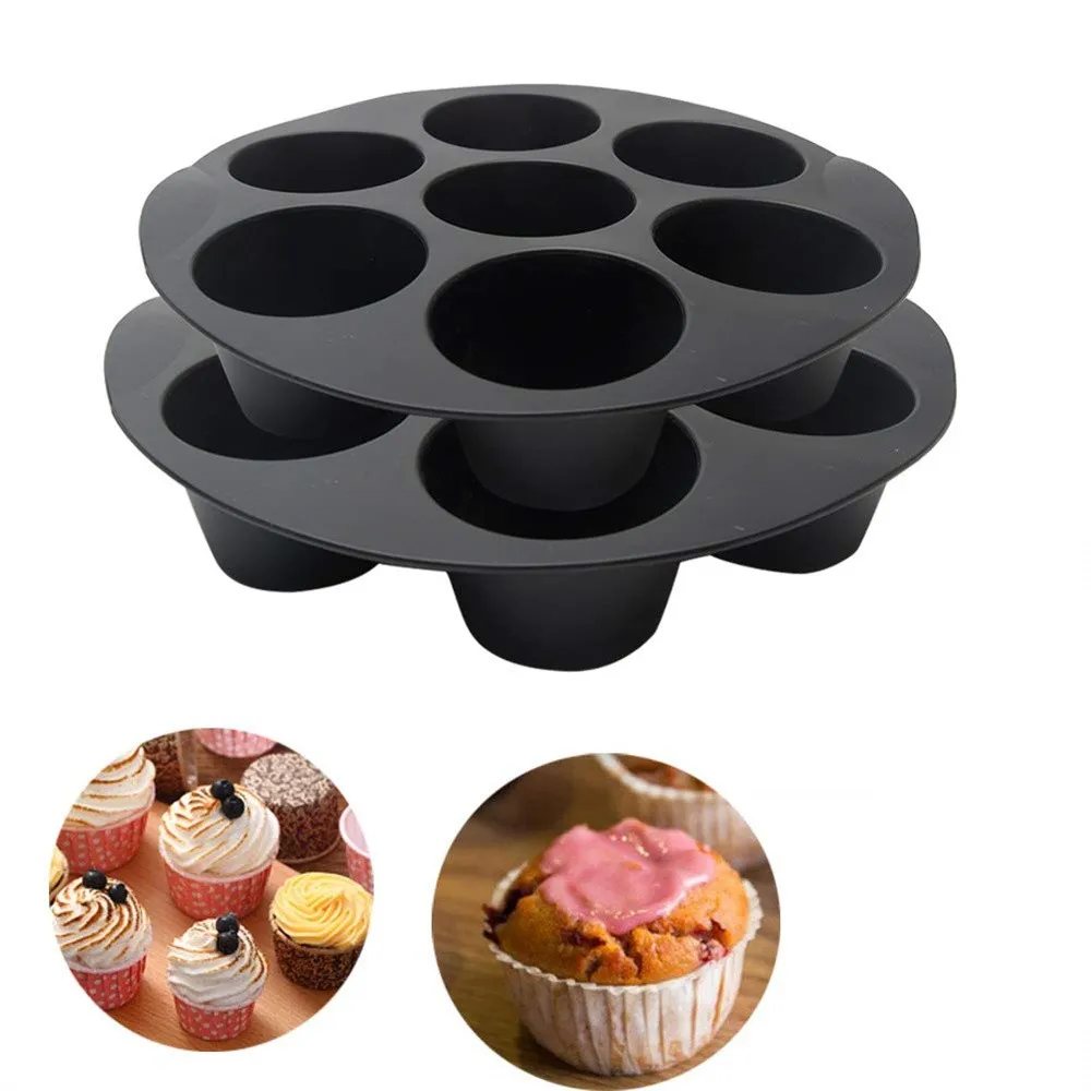 Air Fryer Mold 4 Cups Air Fryer Muffin Silicone Mold Round Nonstick Cupcake Pan Airfryer Tray For Microwave Oven