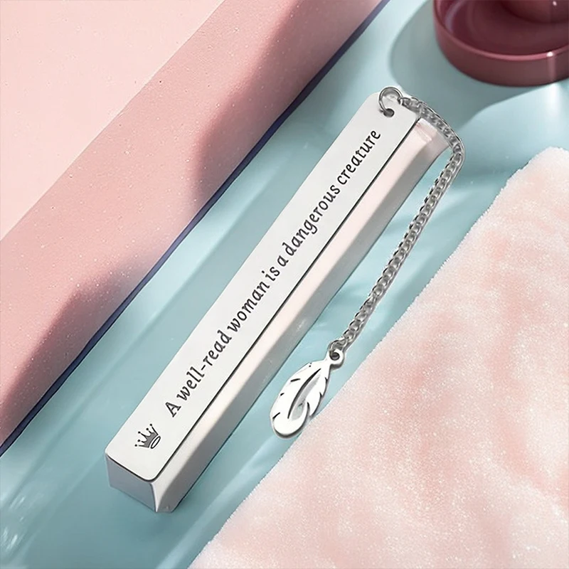 Metal Bookmark Tell Book Marks for Books Separator Stainless Steel Lettering Slogan Readers Collection Korean Stationery metal bookmark bookmark page holder bookmarks stationery supplies bookmark holder