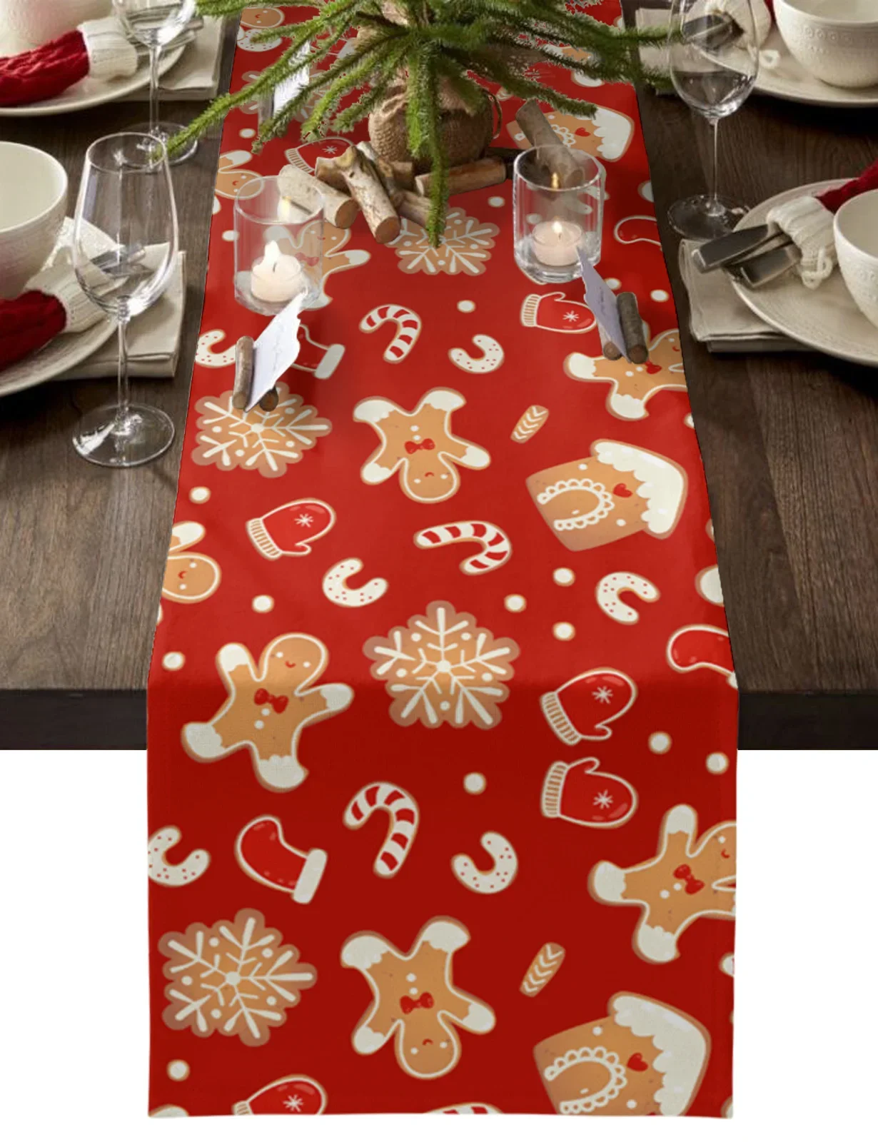 Chemin De Table De Noël Lavable - 183 X 33 Cm - Vert