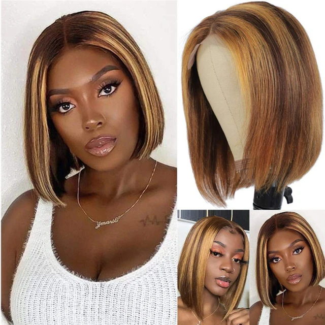 Highlight-Synthetic-Wig-Hair-Bob-Wig-Straight-Lace-Front-Wig-Remy-Brazilian-Short-Bob-Human-Hair
