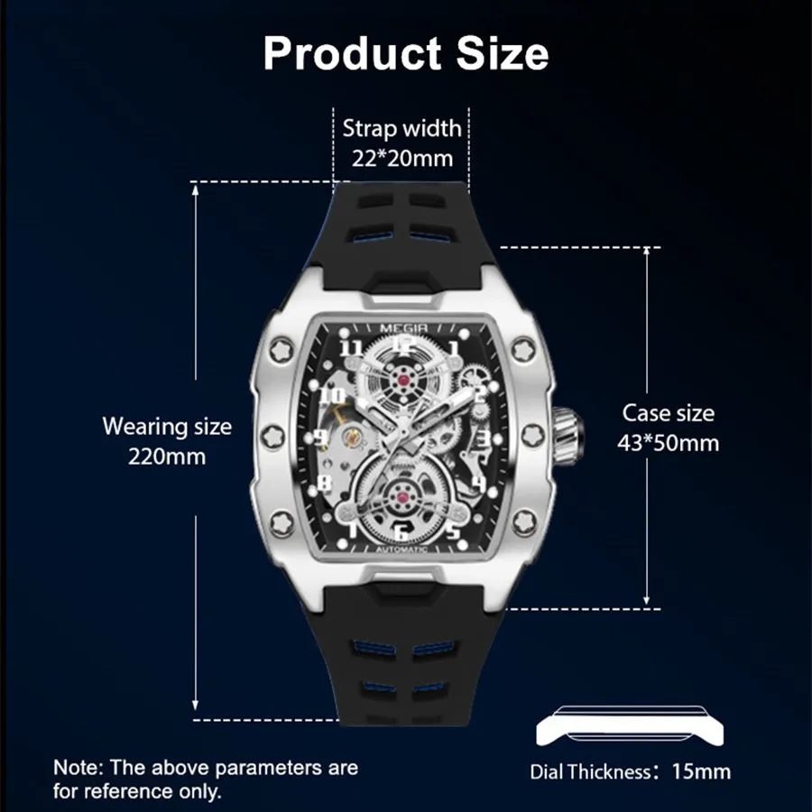 MEGIR Top Brand Fashion Mechanical Watch for Men Sports Hollowed Out Automatic Wristwatch Luminous Waterproof Clock Reloj Hombre - 6