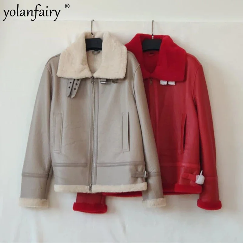 

Real Leather Jacket Women 22 Winter New Fashion Original Ecological Sheepskin and Fur One Thickened Warm Coat Loose Women's