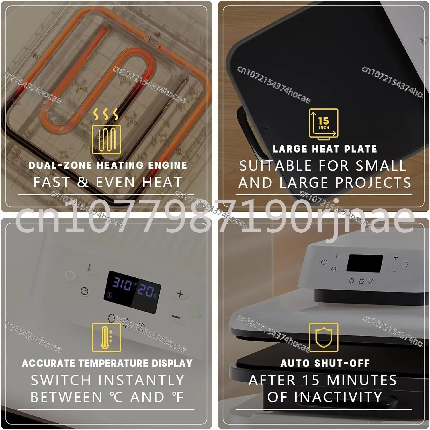 Htvront-Tシャツ用プロフェッショナル自動熱プレス機,15x15,自動