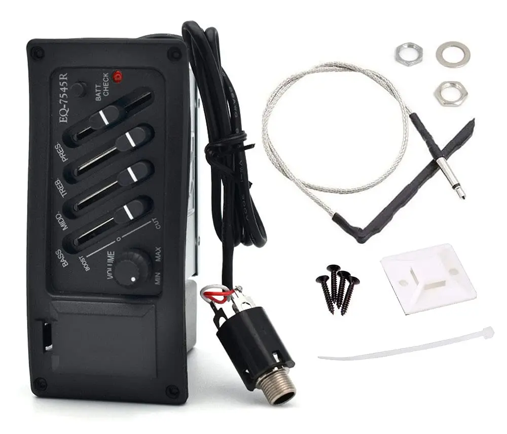4/5 Band Acoustic Guitar Preamp EQ Equalizer Piezo Pickup Tuner Amplifier