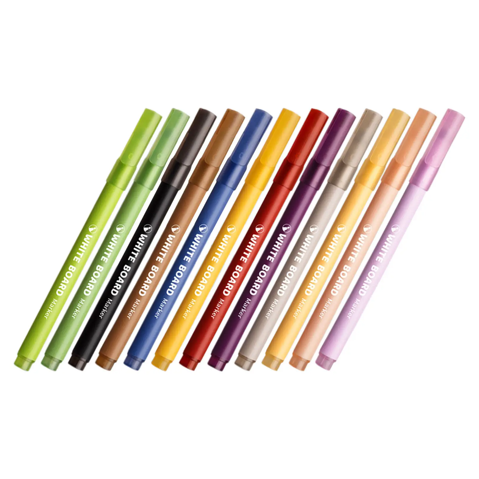 12Pcs 드라이 지우개 화이트 보드 마커 세트 활기찬 색상의 비 얼룩 방지 지울 수 있는 마커 교실 학교 사무실용 무지개 색상