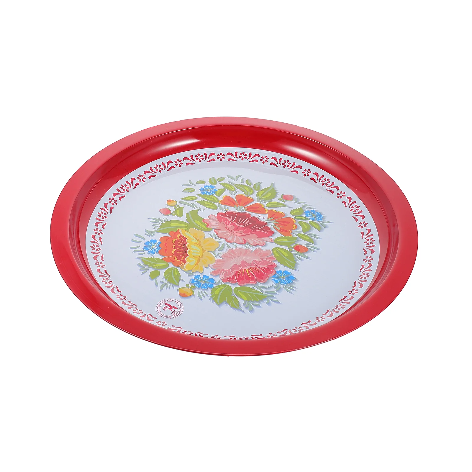 

Food Tray Enamel Fruit and Vegetable Plate Storage Salad Household Fruits Multi-function Snacks Red Retro Decorative