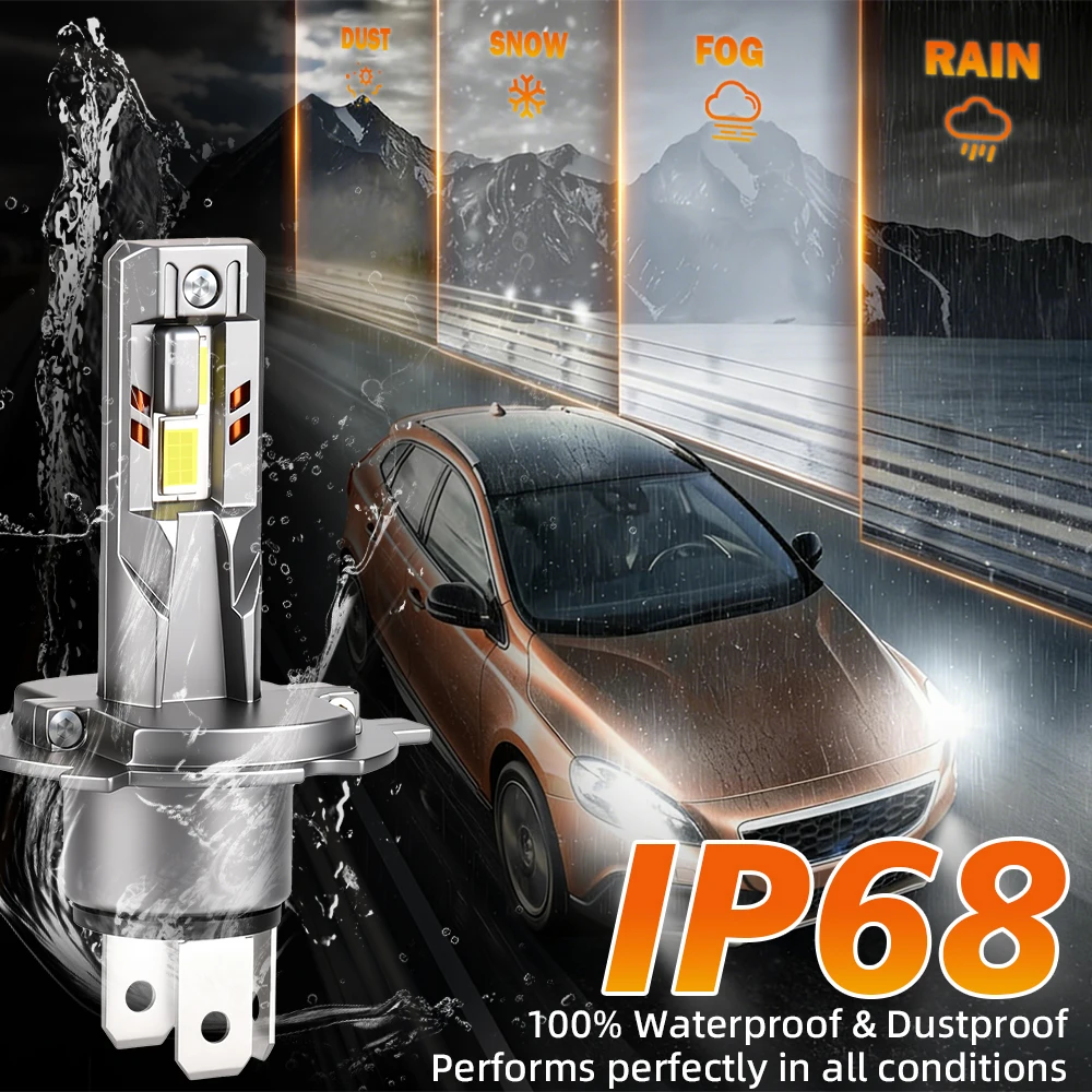 혼다 파일럿 스포츠 유틸리티 4도어 3.5L 2003-2005 H4 LED 자동차 헤드램프 전구 200W CANBUS 하이/로우 빔 팬리스 6000k 헤드라이트