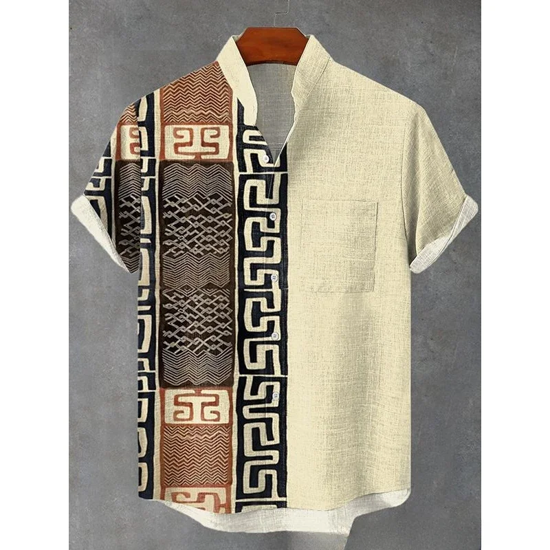 Native Pattern Hawaiian Shirt New Summer Short Sleeve Harajuku Hip Hop Streetwear Pure Elegant Shirts Casual Tops Men Clothing 3