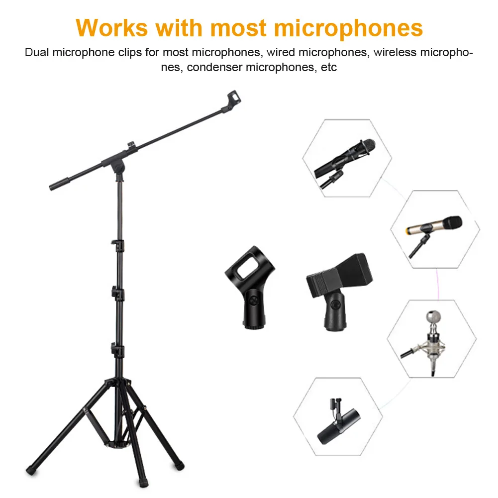 마이크 스탠드 삼각대 높이 조절 가능 플로어 마이크 스탠드 모든 마이크 성능에 적합한 마이크 홀더 노래 연주용