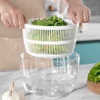 LMETJMA 3L Salad Spinner Large Salad Sowl With Lid One-handed Easy Press Salad Spinner Washer Dryer Drainer Mixer JT249 6