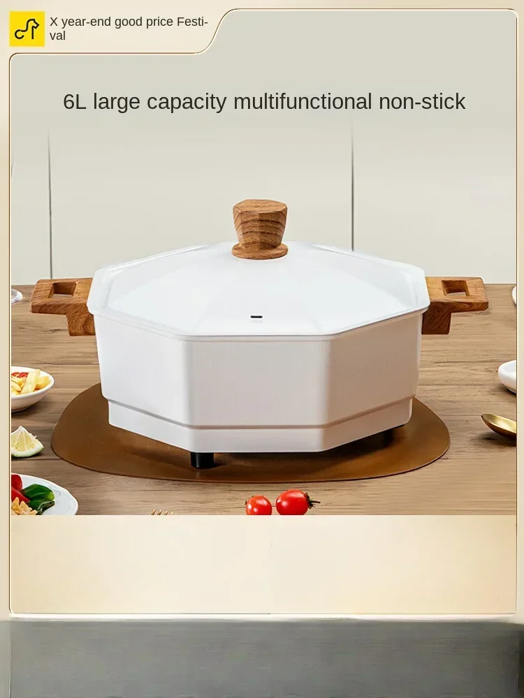 Catmark electric hot pot pan split home plug-in multi-function electric cooker, large capacity cooking frying pan 220v mini multifunction electric cooking machine household single double layer hot pot multi electric rice cooker non stick pan