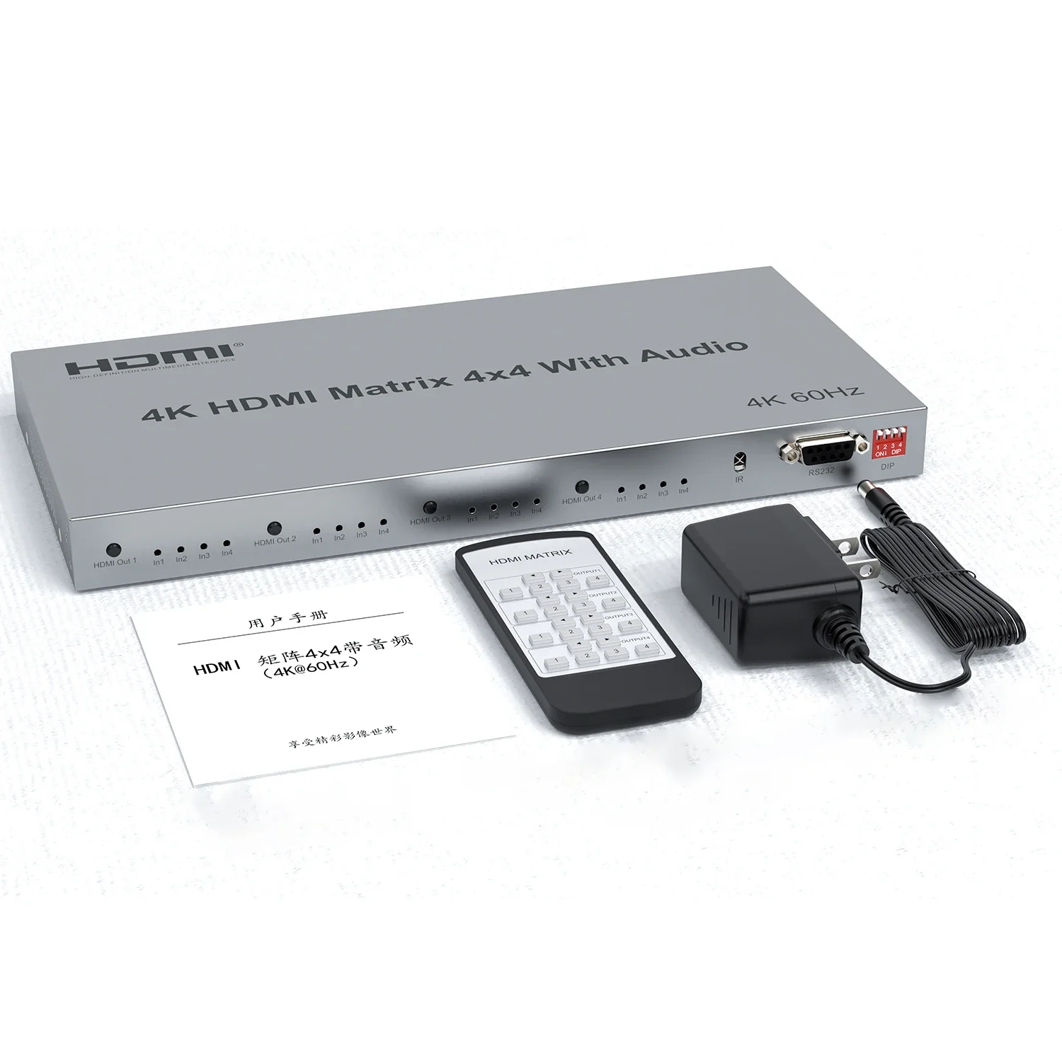 HDMI 2.0 4x4 Matrix Swticher Splitter 4K 60Hz 4 in 4 Out Video Distributor with Audio IR Remote RS232 HDCP 2.2 DIP hdmi splitter