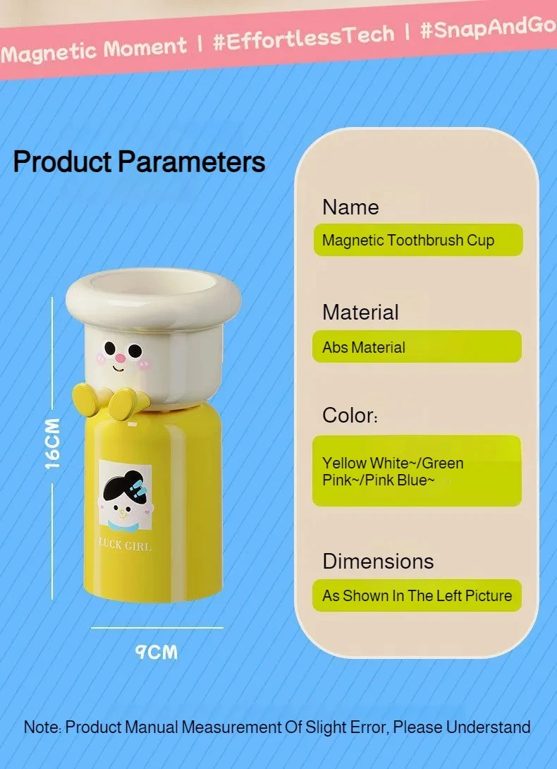 Cartoon Magnetic Toothbrush Holder Wall Mounted Bathroom Cup Organizer_voghion.com